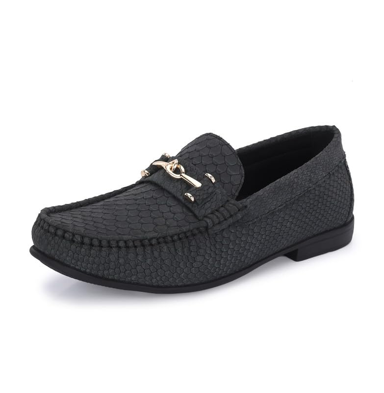 hitz Men's Grey Leather Casual Loafers-picture-21
