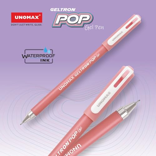 Image of UNOMAX Geltron Pop Gel Pen Red Pack of 20 | Elevate Your Writing Experience: Smooth Writing, Matt Finish Body, Super Smooth Writing, Waterproof Ink Technology,Exam-Friendly
