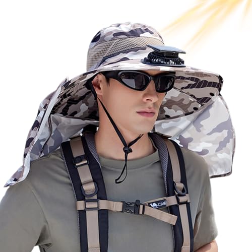 Chapeau de ventilateur solaire UPF50+ réglable pour la pêche