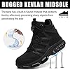 KOIFISH Safety Boots Men Women Air Cushion Safety Shoes High Top Work Boots Lightweight Work Shoes Steel Toe Cap Comfortable Black #4