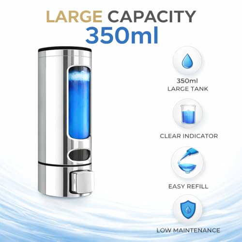 Image of ABS Liquid Soap Dispenser Wall Mounted for Bathroom & Wash Basin | Handwash Bottle Holder, Shampoo & Sanitizer Dispenser for Kitchen, Toilet & Shower Use (Chrome)