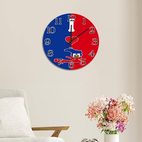 Horloge murale en bois Haïti 30cm suspendre salon déco pays