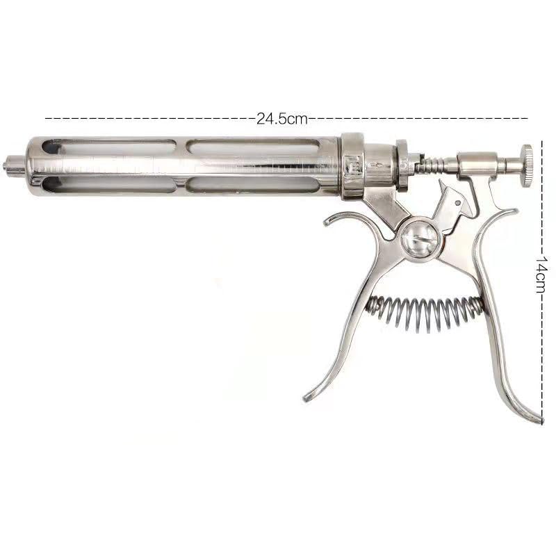 Stufenlos einstellbare Spritzenpistole für Vieh und Geflügel, Tierärztliche Werkzeuge Rinder, Ziegen Schweine, 10/20/30/50ml Automatische Dosierung