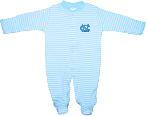 Creative Knitwear University of North Carolina Tar Heels Striped Newborn Footed Baby Romper Blue White