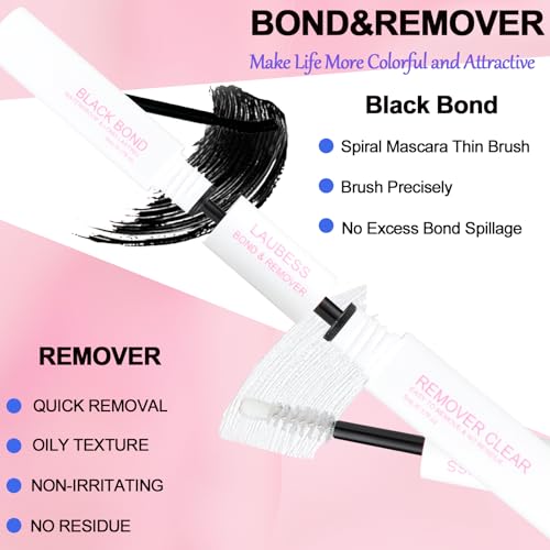 Image of Lash Glue for Eyelash Clusters LAUBESS Lash Bond and Remover 2 in 1 Lash Cluster Glue 10ml Adhesive Eyelash Glue Lash Remover for Lash Extensions Home Use