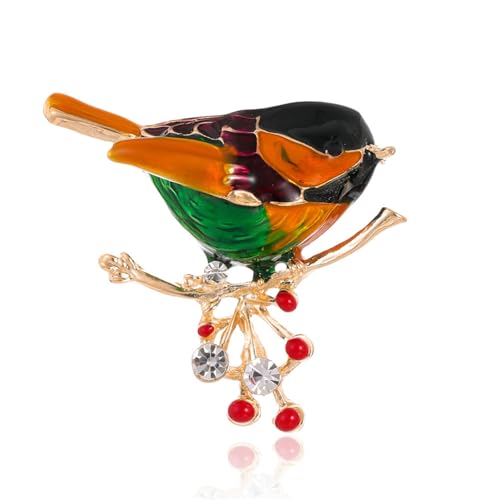 Image of coadipress Colorful Birds Brooch Pins Crystal Rhinestone Branch Bird Brooch Cute Enamel Animal Magpie Hummingbird Pin Fashion Jewelry Accessories Gifts