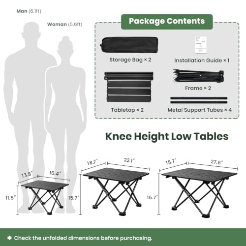 2 Pack Camping Table Foldable, Portable Folding Beach Table, Black-S - Image 2