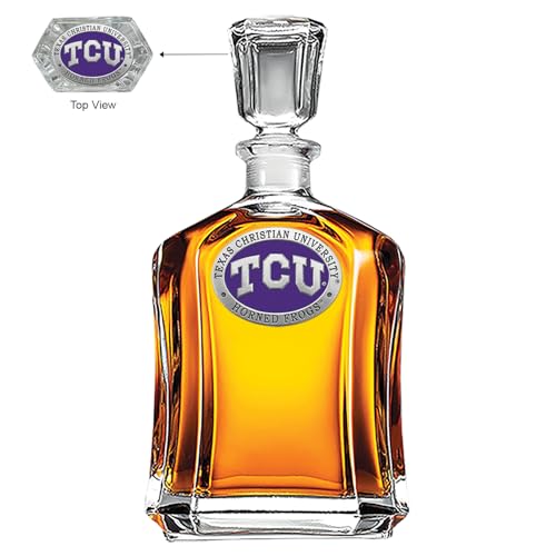 Image of Heritage Pewter TCU Capitol Decanter | 24 OZ Whiskey Decanter for Liquor with Airtight Stopper | Expertly Crafted Pewter Glass