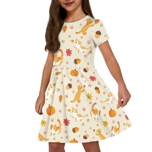 Image of Short Sleeve Dress for Girls with Pockets Cute Toddler Girl Clothes Summer 2-12