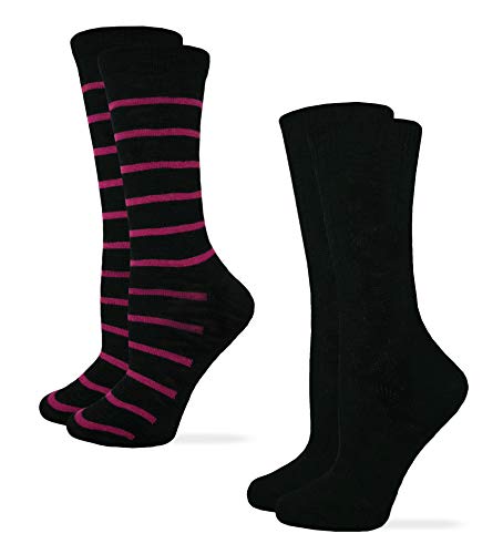 Wrangler Womens Novelty Stripe Pattern Fashion Crew Socks 2 Pair Pack (Fuschia, Women's Shoe Size 6-9 - Sock Size Medium)