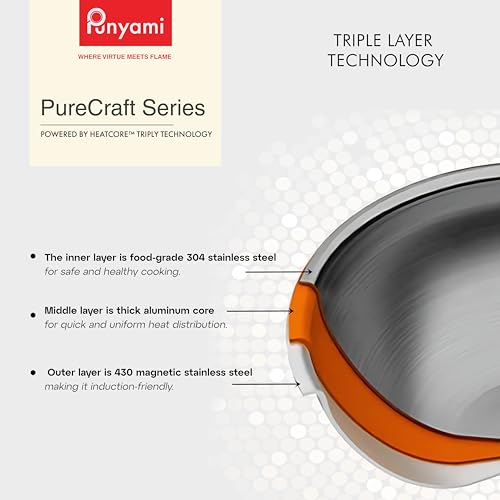 Image of Triply Stainless Steel Sauce Pan (1.6L, 16cm) with Innovative Stay-Cool Handle, 2.5mm Thick Heavy Bottom Milk Pan & Tadka Pan, No Chemical Coating, Induction Friendly Cookware, 5 Year Warranty