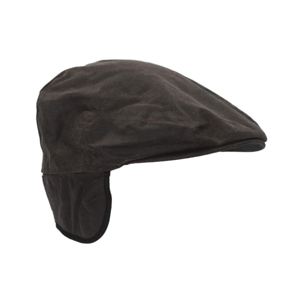 Walker And Hawkes Unisex Brown - Wax Edmond Flat Cap W/Foldable Ear Flaps - Large (59Cm)