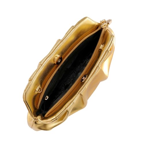 Evening Bag for Women Ruched Clutch Bag Detachable Metal Chain Crossbody Bag Pure Clutch Purse - Image 6