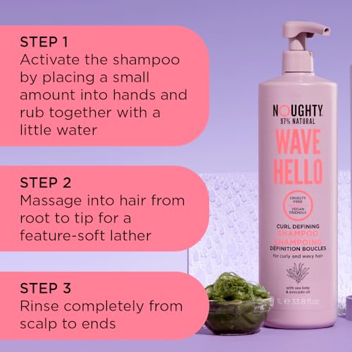 Noughty 97% Natural Wave Hello Shampoo and Conditioner Duo Curl Defining Sulphate Free Vegan Hair Care Set Vitamin Rich Formula for Curly & Wavy Hair Supersize,1L - Image 4