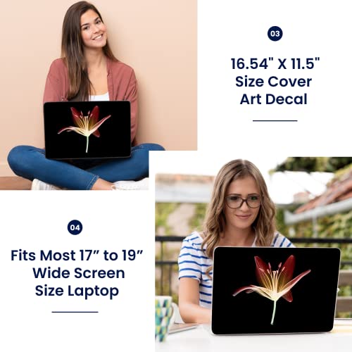 Image of LSS 17 17.3 Inches Laptop Notebook Skin Sticker with 2 Wrist Pads - Reusable Cover Protector Vinyl Sticker Cover Decal Fits 17 inch - 19 inch HP Asus Acer Samsung - Flower Color Pattern