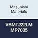 Mitsubishi Materials VBMT222LM MP7035 Carbide VB Type Positive Turning Insert with Hole, Unstable Cutting, Coated, Rhombic 35?, 0.25" IC, 0.125" Thick, 0.031" Corner Radius, LM Breaker (Pack of 10)
