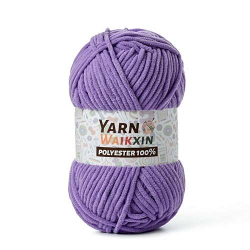 Image of Soft Chenille Yarn for Crocheting, Fluffy Chunky Crochet Yarn for Baby Blanket, (1.76oz /65.6yds) Fuzzy Velvet Yarn for Amigurumi&DIY Puzzle、Crafts、Scarf(Purple)