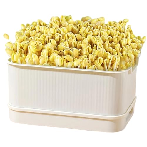 Soilless Sprouter Box - Pea Seed Hydro Grower, Lidded Green Shoots Maker, Durable Wheatgrass Growing Dish, Quick Bean Seedling Start Set, Clean Counter Hydro Unit | Growing Planting Cultivation Bean