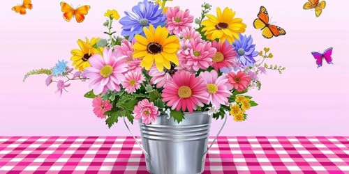 Broderie diamant fleurs papillons 100x200cm pour couvrir un grand mur vide