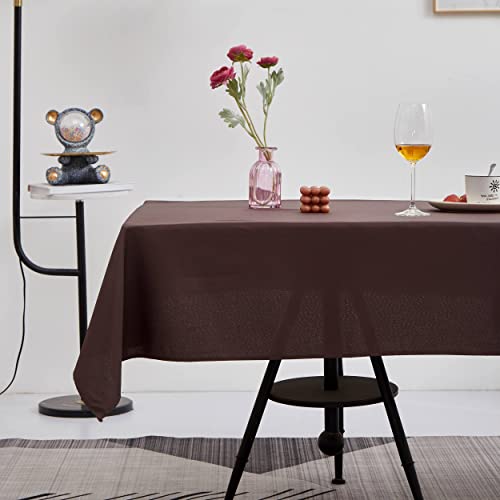 DALINA Textil - Mantel de Mesa Antimanchas Rectangular de Poliéster, Mantel Liso Impermeable, Lavable (140x240 CM,Marrón)