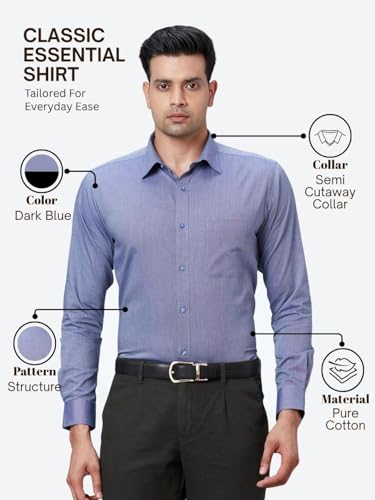 Image of Raymond Men's Pure Cotton Structure Pattern Slim Fit Semi Cutaway Collar Full Sleeve Formal Shirt