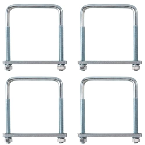 Image of 4 Pack Square U-Bolt for Trailer- Fits 4.5 Inch Wide Leaf Springs, Galvanized Steel Clamp Set, Secure Fit for Truck, Boat and Trailers