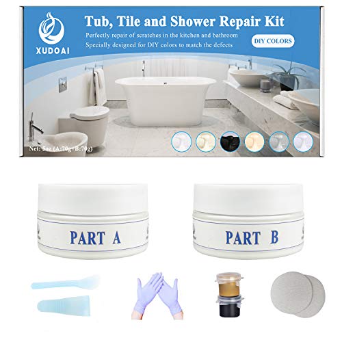 Kit de Reparación de Bañera, Azulejos y Ducha, Kit de Reparación de Bañera Acrílica de Fibra de Vidrio Serie Marrón y Gris de 5 oz