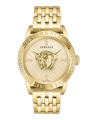 Versace V-Code Collection Luxury Mens Watch Timepieces with a Gold Bracelet and Dial Featuring a IP Yellow Gold Case