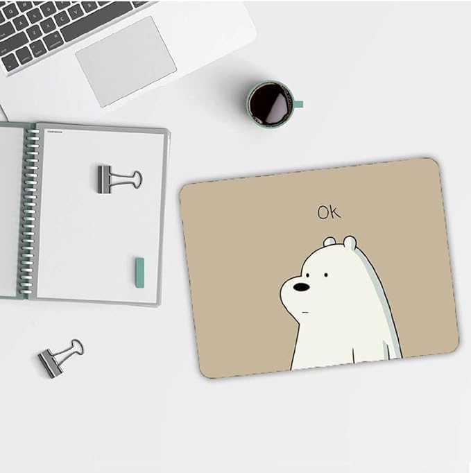 Image of Cute Mouse Pad - Printed Mousepad with Anti-Slip Rubber Base & Smooth Mouse Control for Laptop, Gaming, Notepad, Desktops (Ok Bear !!)