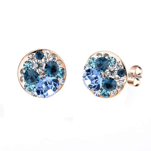 Multicolored Austrian Crystal Rhinestone Stud Earrings for Women Fashion S925 Sterling Silver Hypoallergenic Jewelry