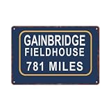 Vintage Aluminum Sign, 8x12 Inch, Gainbridge Fieldhouse Distance Decorative Sign, Rustproof Metal Wall Art for Outdoor Garage Man Cave Home Decor