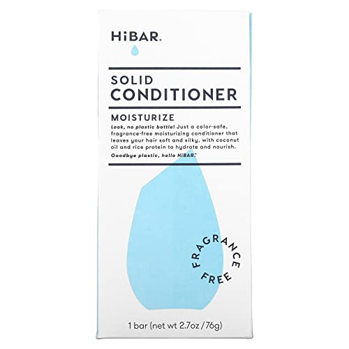 HIBAR Conditioner Bar, All Natural Hair Care, Plastic Free, Made with Eco Friendly Ingredients, Travel Size, Color Safe, Solid Sustainable Bars, Zero Waste (Fragrance Free)
