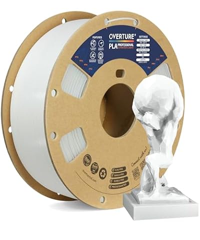 OVERTURE PLA Plus (PLA+) Filament 1.75mm, Stronger & More Durable, Professional Toughness 3D Printer Filament, 1kg (2.2lbs), Cardboard Spool, High Precision +/- 0.02mm (White)