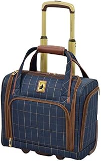 London Fog Kensington II 15" 2-Wheel Under The Seat Bag, Navy Window Pane