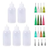 Mousyee Diy Kleberflasche, Mehrzweck Präzisions Applikator, Spitze Applikator Flasche, 4 Arten Von Nadelspitzen, 5 Leere Flaschen, Applikatorflaschen Set Für Diy Tattoo Paint (30ml)