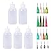 Mousyee DIY Kleberflasche, Mehrzweck Präzisions Applikator, Spitze Applikator Flasche, 4 Arten Von Nadelspitzen, 5 Leere Flaschen, Applikatorflaschen Set Für DIY Tattoo Paint (30ml)