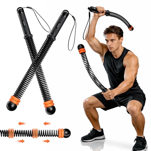 Cordless Battle Ropes with Adjustable Resistance Springs - Weighted Ropeless Battle Rope for Home Gym Exercise, Portable Workout Equipment for Strength Training & Cardio Fitness