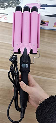 Feamadou Hair Crimpers & Wavers,3 Barrel Curling Iron with LCD Temperature Display Heats Up Quickly Hair Styling Tools
