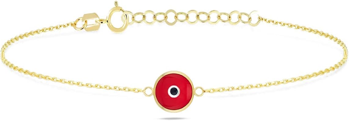 14K Solid Gold Evil Eye Adjustable Bracelet for Women 14k Real Gold Evil Eye Bracelet 14k Gold Bracelet for Women Womens 14k Gold Protection