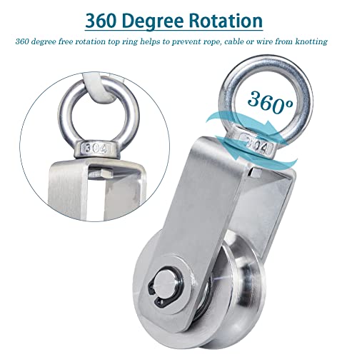 Fonuno DL5189 Cable Pulley Wheel Stainless Steel Swivel Pulley Block Silence Rotation Traction Wheel thumb #3