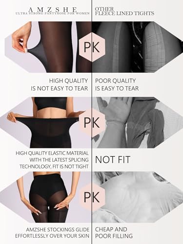 Extremely Durable Sheer Black Tights for Women Control Top Pantyhose with Reinforced Toes3