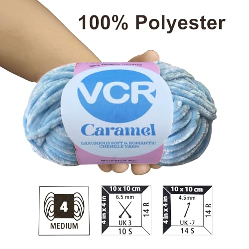 Image of VCR Light Sky Caramel Yarn, 100 Grams Hank, 115 Meters Length, Premium Polyester Ball for Crochet and Knitting, Soft Crosia Threads, Pack of 1 Yarn, Suitable for DIY Crafts