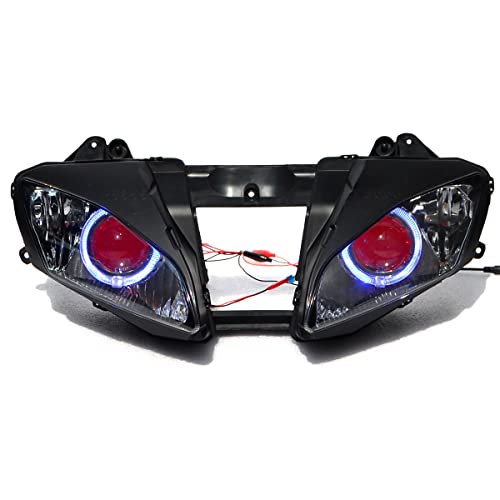 LED Red Demon Blue Angel Eyes Headlight Assembly For Yamaha YZF R6 2006-2007 HID bulb