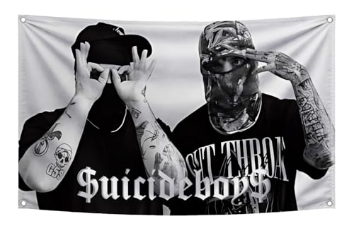 3x5 Feet Polyester Suicide Music Boys Single Sided Flag with 4 Brass Grommets - America Pop Singer Banner - Wall Tapestry Poster Signs Decor for Bedroom or College - American Music 2024 Flags