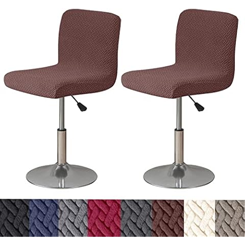 HFCNMY Bar Stool Covers with Backs,2 Pack Stretch Bar Stool Chair Covers,Jacquard Bar Stool Covers,Washable Bar Chair Covers Swivel Barstool Covers Slipcovers with Back Coffee Cover