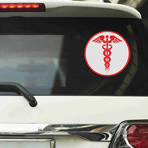 Image of CVANU Doctor Reflective Vinyl Exterior Decal for Vehicle 2pcs (11x11cm) Red cv5