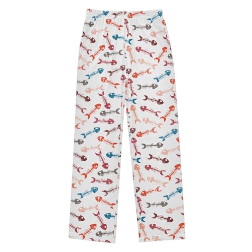 ZZXXB Skeletons of Fish Boys Long Pants Soft Trousers Elastic Waist Kids Lounge Bottoms with Pockets S-XL - Main Image