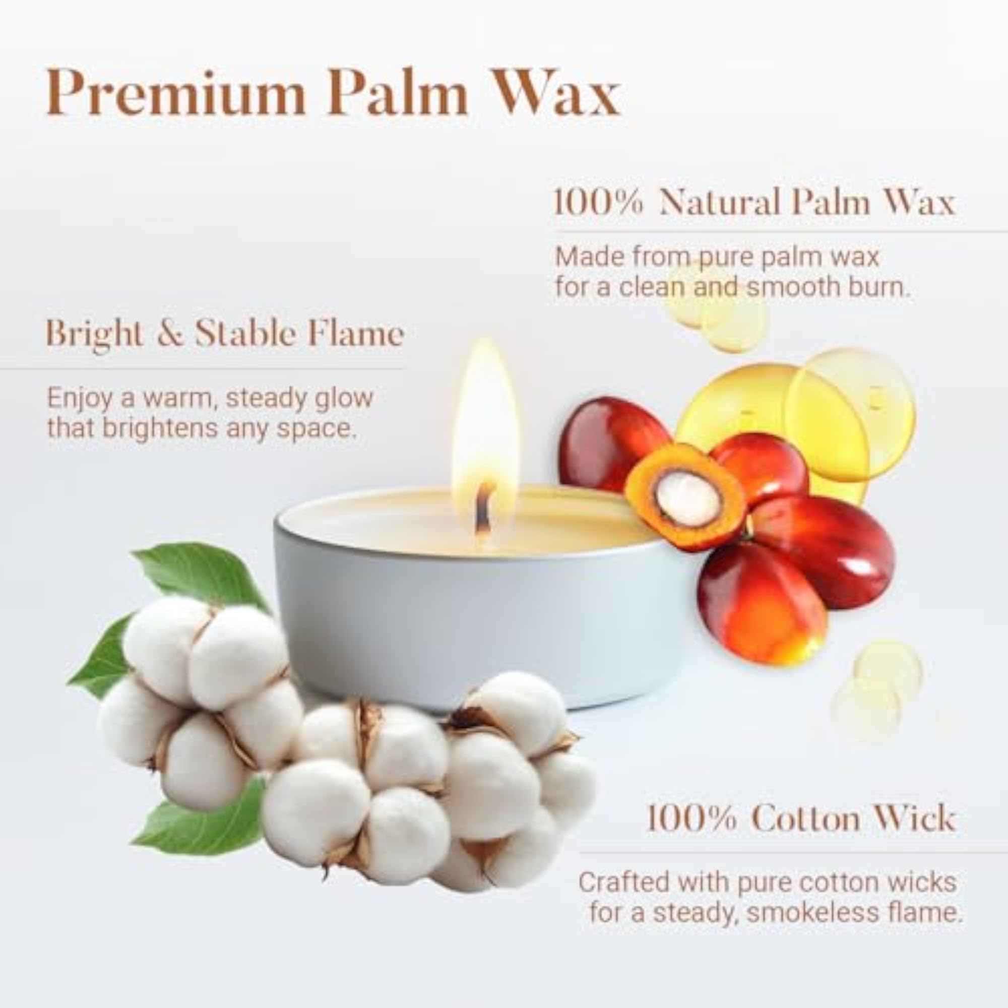200-Pack White Palm Tealight Candles, 4.5 Hours Burn Time