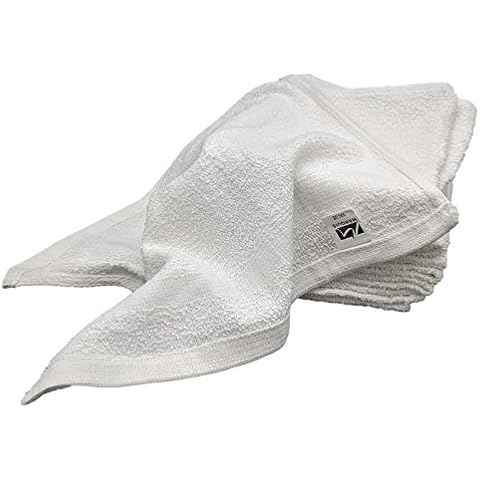 Marquis Mills 12 Inch x 12 Inch White Cotton Value Washcloths - Reusable Lt Weight Thin Cloth Rags - Bath/Exfoliating/Kitchen/Garage - 1 Lb per Dozen - Set of 12 Cover