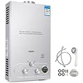 16L Propane Tankless Hot Water Heater, 4.3 GPM Camping Portable Water Heater with Digital Display and Overheat Protection for RV Camp Trips Cabins Barns